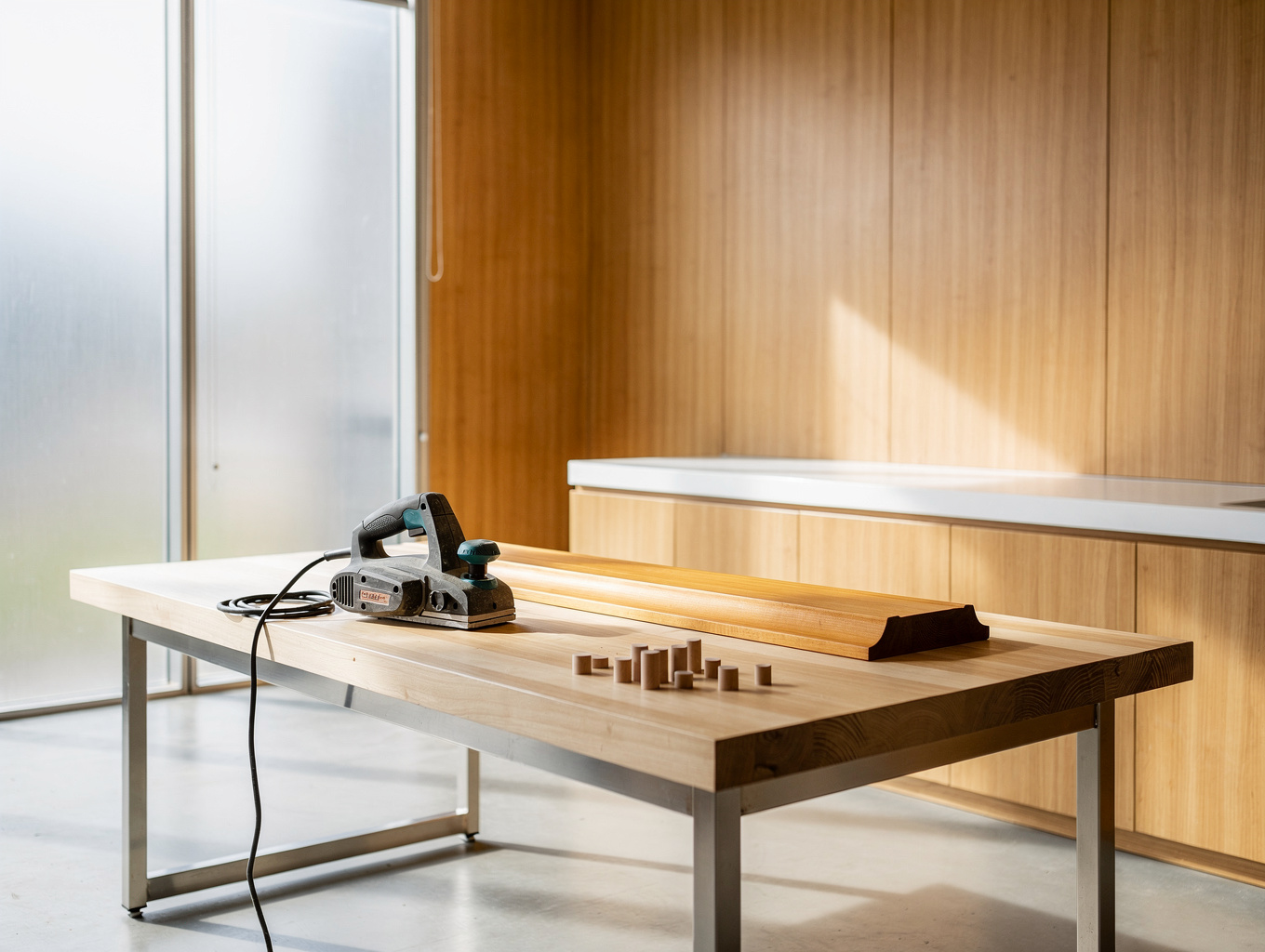 SMARTHAUS precision prototyping and joinery workshop with natural lighting and oak components