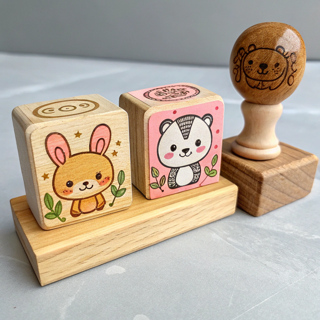 Cute cartoon animal stamps featuring dogs, cats, and bunnies